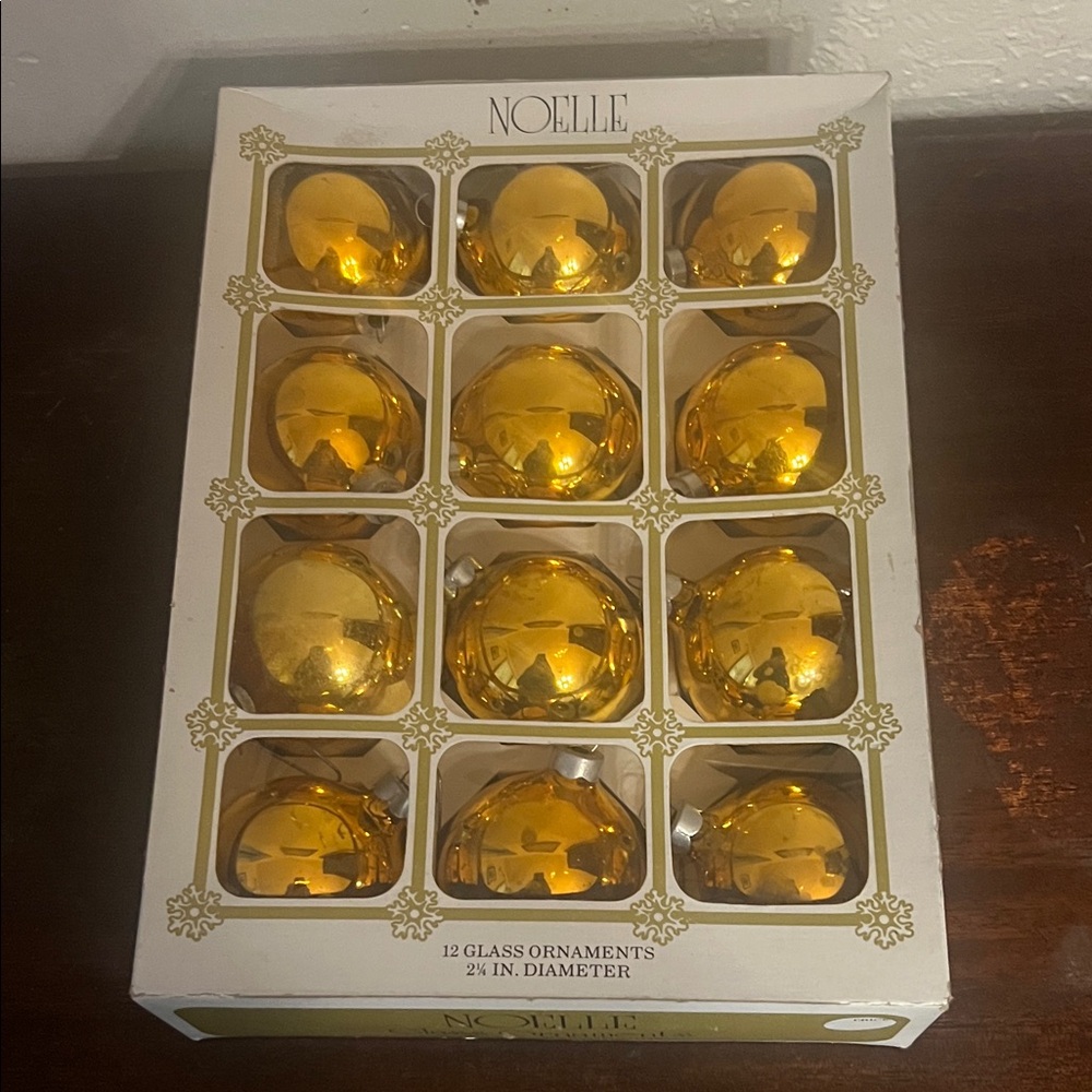 Vintage Noelle Radiant Gold Glass Ornaments